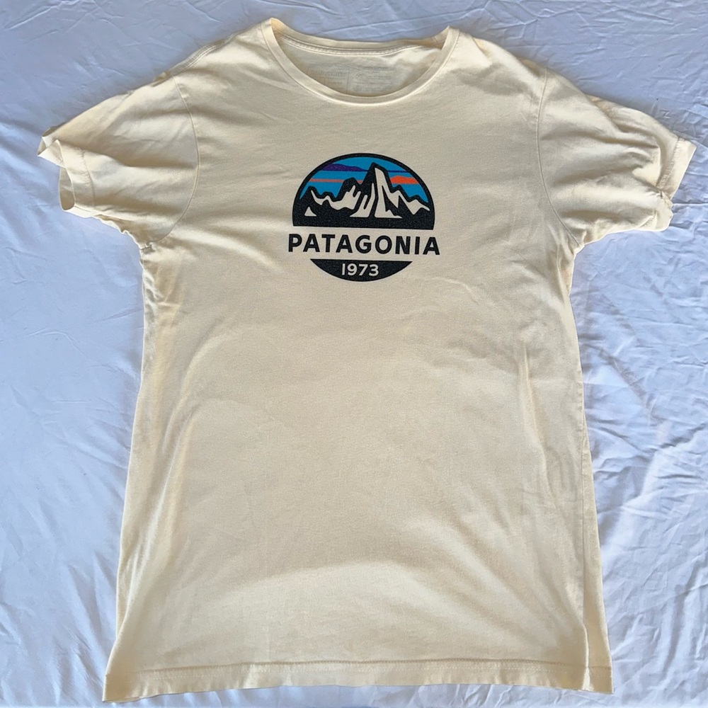Patagonia Fitz Roy Scope Organic Cotton Men’s Medium Beige T-Shirt
